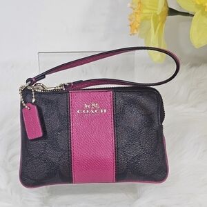 Coach Pink and Brown Clutch with Signature Design
